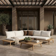 Tavira - Outdoor Off-White Fabric + Eucalyptus Sectional Sofa + Coffee Table Set - View Image 1