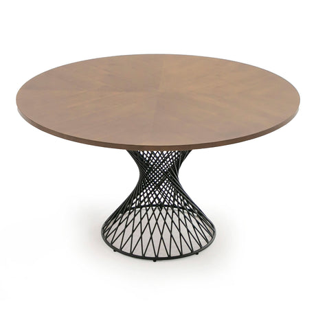 Modrest Theresa Modern Round Walnut & Black Table Vgmamit-5210