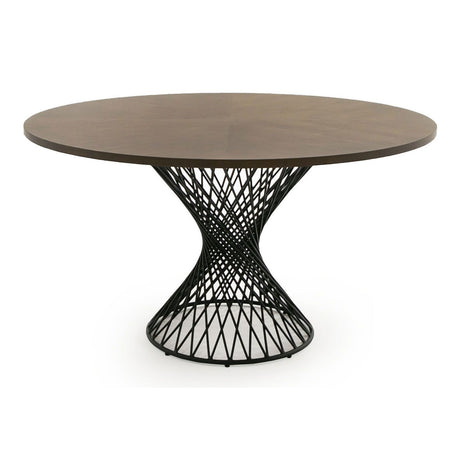 Modrest Theresa Modern Round Walnut & Black Table Vgmamit-5210