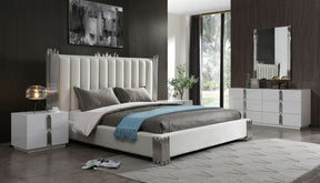 Token - Eastern King Modern White & Stainless Steel Bed - View Image 1