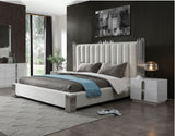 Token - Eastern KingModern Cream & Stainless Steel Bed + Nightstands - View Image 1