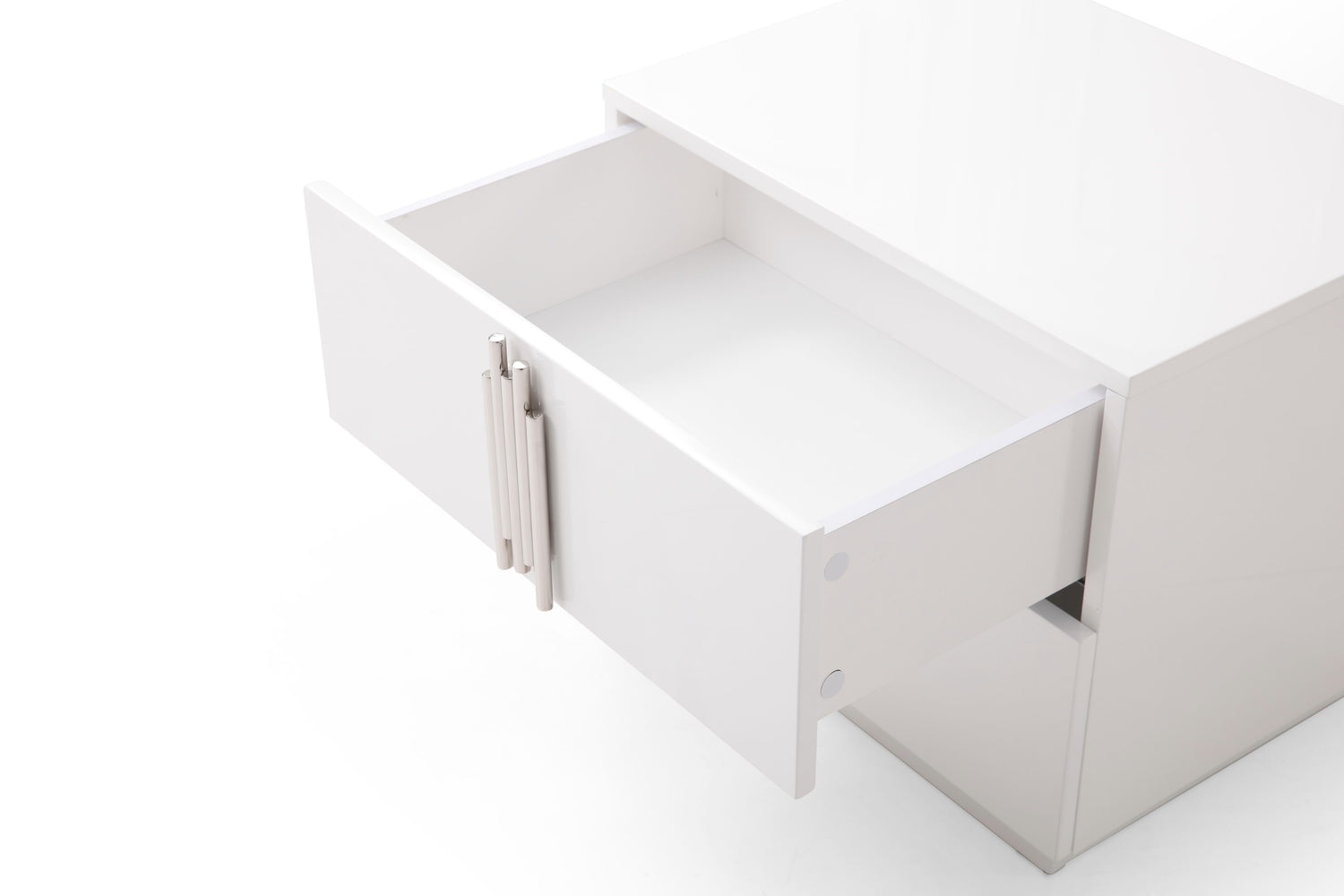 Token - Queen Modern Cream & Stainless Steel Bed + Nightstands