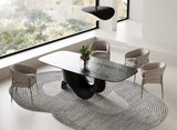 Neptune - Modern Grey Wave Glass + Black Dining Table - View Image 1