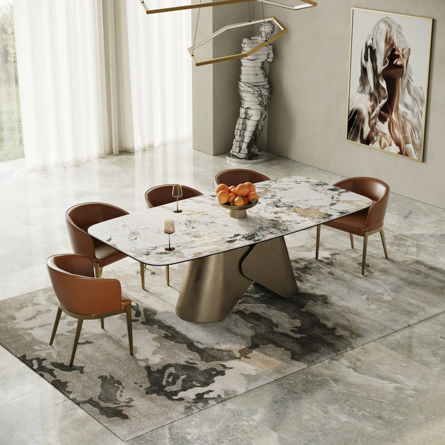 Paulsen - Modern Ceramic + Brass Dining Table - View Image 1