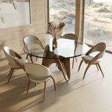 Modrest Seguin - Round Glass + Walnut Dining Table