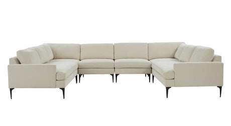 TOV Furniture Serena Velvet U-Sectional with Black Legs  -  Home Elegance USA