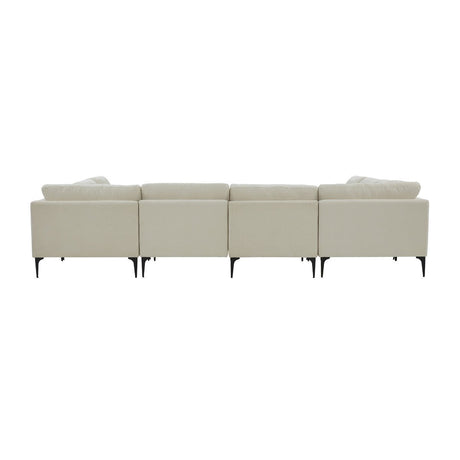   TOV Furniture Serena Velvet U-Sectional with Black Legs  -  Home Elegance USA