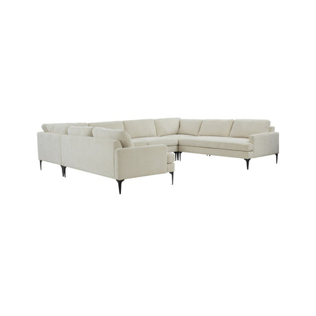   TOV Furniture Serena Velvet U-Sectional with Black Legs Cream -  Home Elegance USA