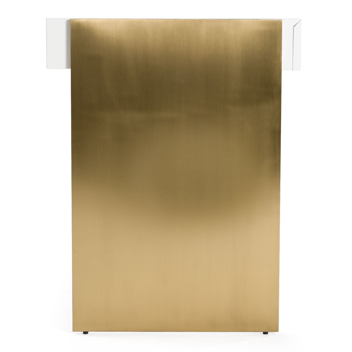 Modrest Trahan - Modern Gloss White and Brushed Gold Office Desk