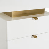 Modrest Trahan - Modern Gloss White and Brushed Gold Office Desk