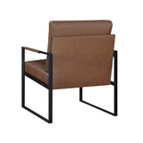 Back angled perspective of Trent faux leather chair in brown