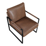 Top angled perspective of Trent faux leather chair in brown