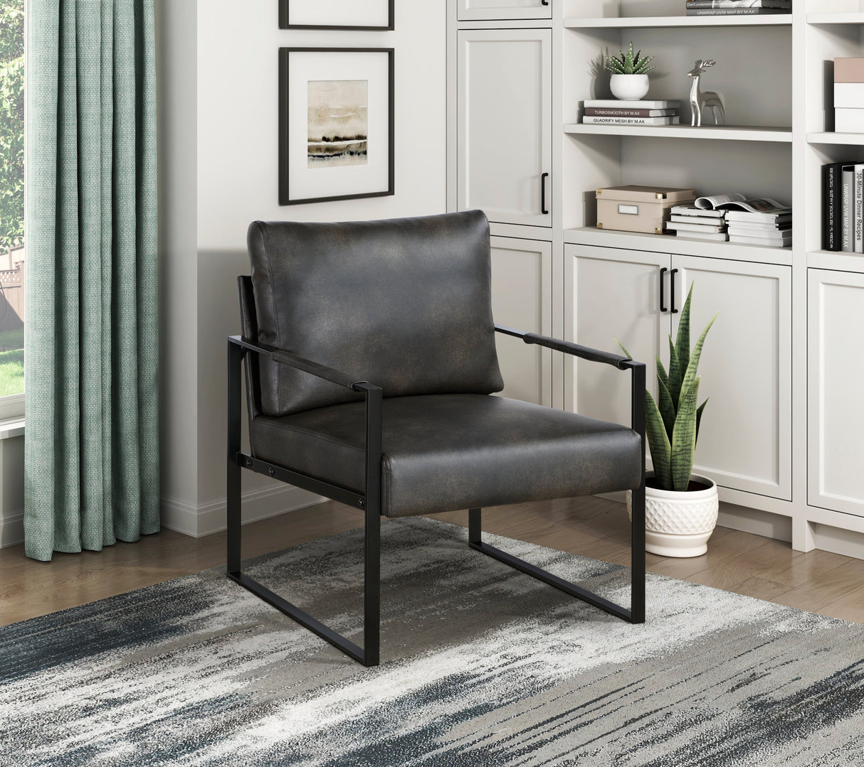 Trent Accent Chair Dark Gray in room view - Homelegance