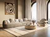Trevor - Modern Tan Fabric Curved Sectional Sofa - View Image 1