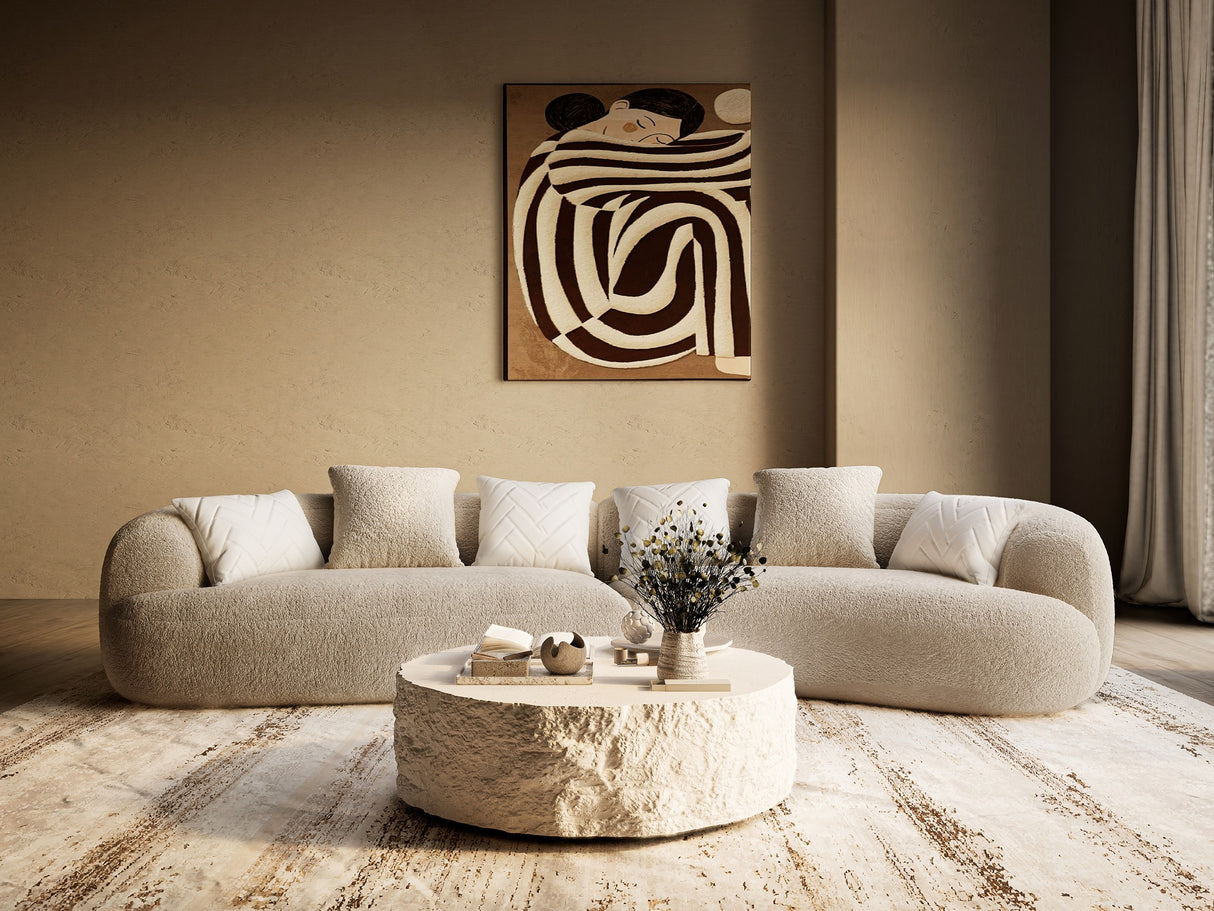 Trevor - Modern Tan Fabric Curved Sectional Sofa - View Image 1