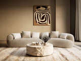 Trevor - Modern Tan Fabric Curved Sectional Sofa - View Image 1