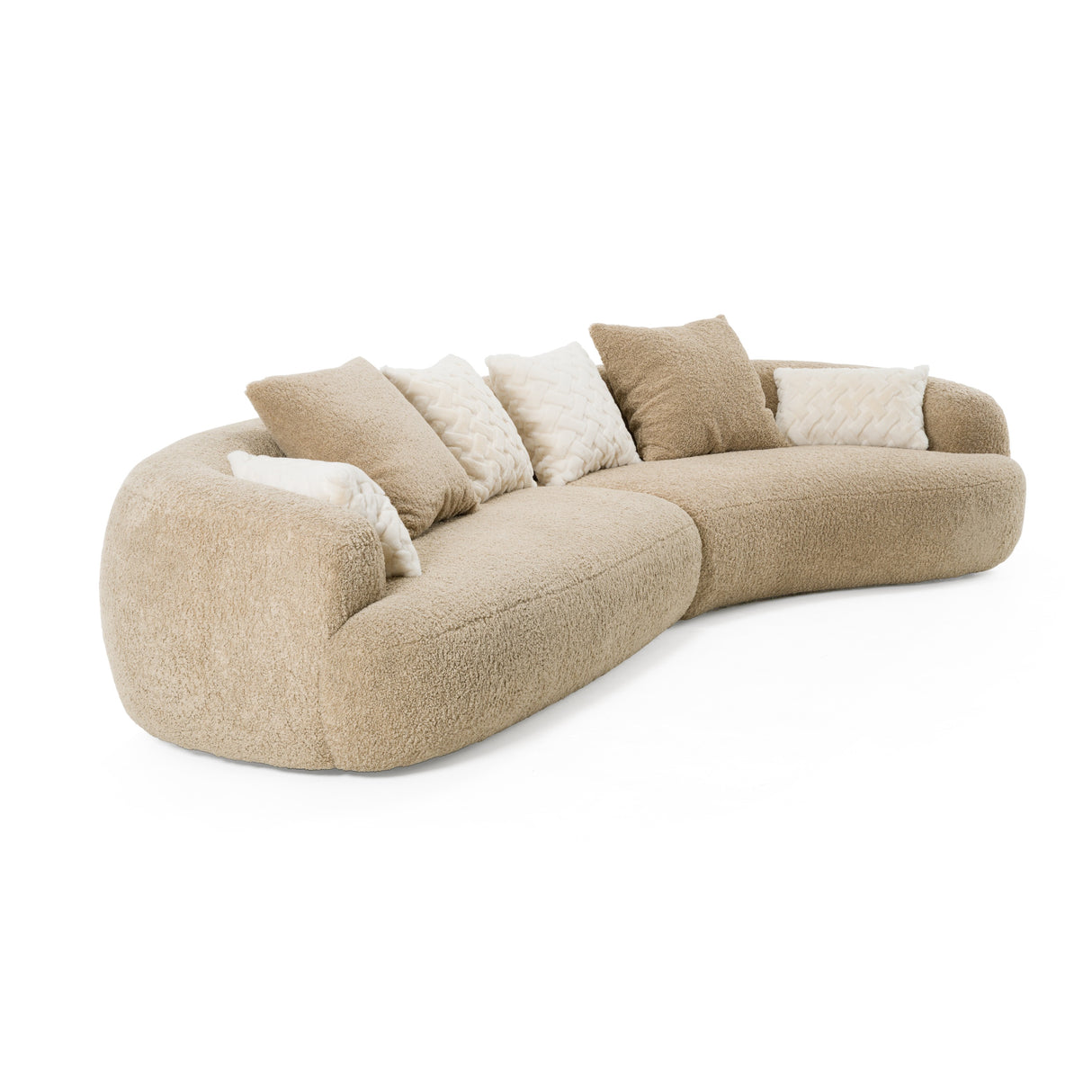 Trevor - Modern Tan Fabric Curved Sectional Sofa - View Image 1