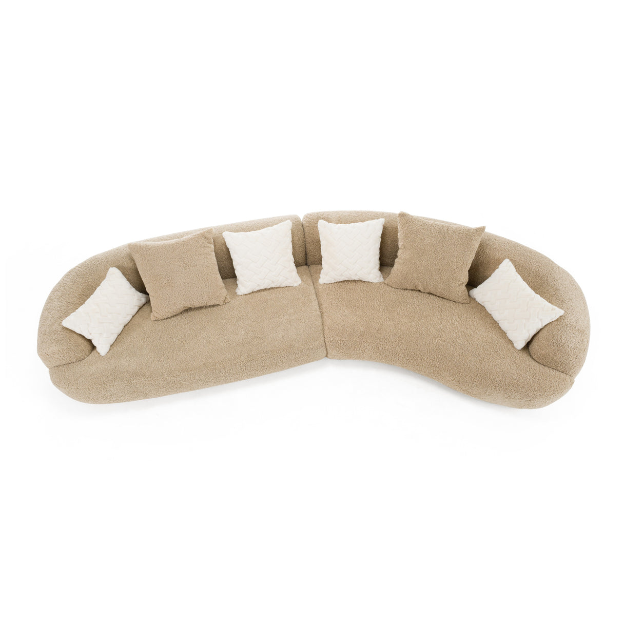 Trevor - Modern Tan Fabric Curved Sectional Sofa - View Image 1