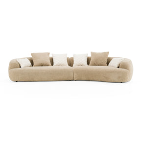 Trevor - Modern Tan Fabric Curved Sectional Sofa - View Image 1
