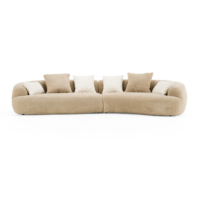 Trevor - Modern Tan Fabric Curved Sectional Sofa - View Image 1