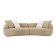 Trevor - Modern Tan Fabric Curved Mini Sectional Sofa - View Image 1