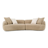 Trevor - Modern Tan Fabric Curved Mini Sectional Sofa - View Image 1
