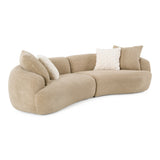 Trevor - Modern Tan Fabric Curved Mini Sectional Sofa - View Image 1