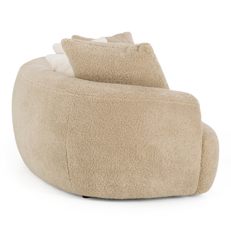 Trevor - Modern Tan Fabric Curved Mini Sectional Sofa - View Image 1