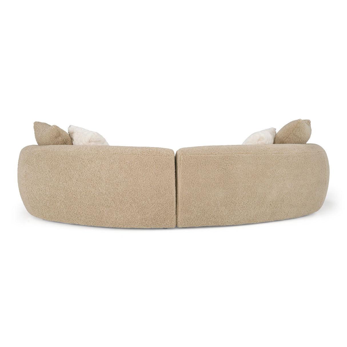 Trevor - Modern Tan Fabric Curved Mini Sectional Sofa - View Image 1