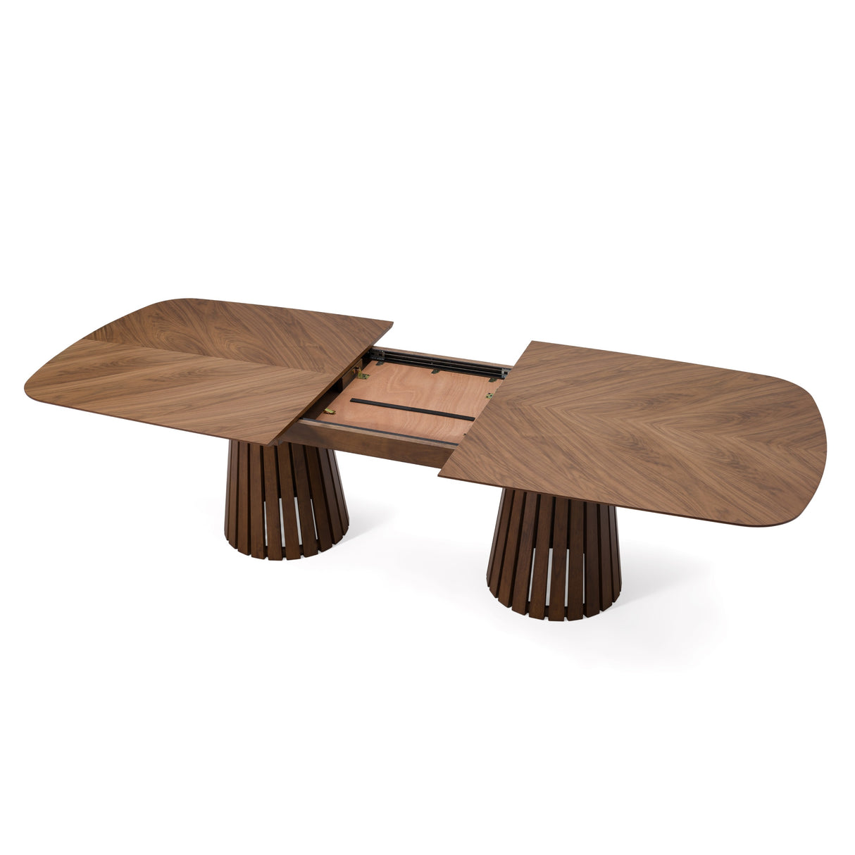 Truman - Mid-Century Modern Walnut Extendable Dining Table + 8 Chairs Set - View Image 1