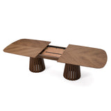 Truman - Mid-Century Modern Walnut Extendable Dining Table + 8 Chairs Set - View Image 1