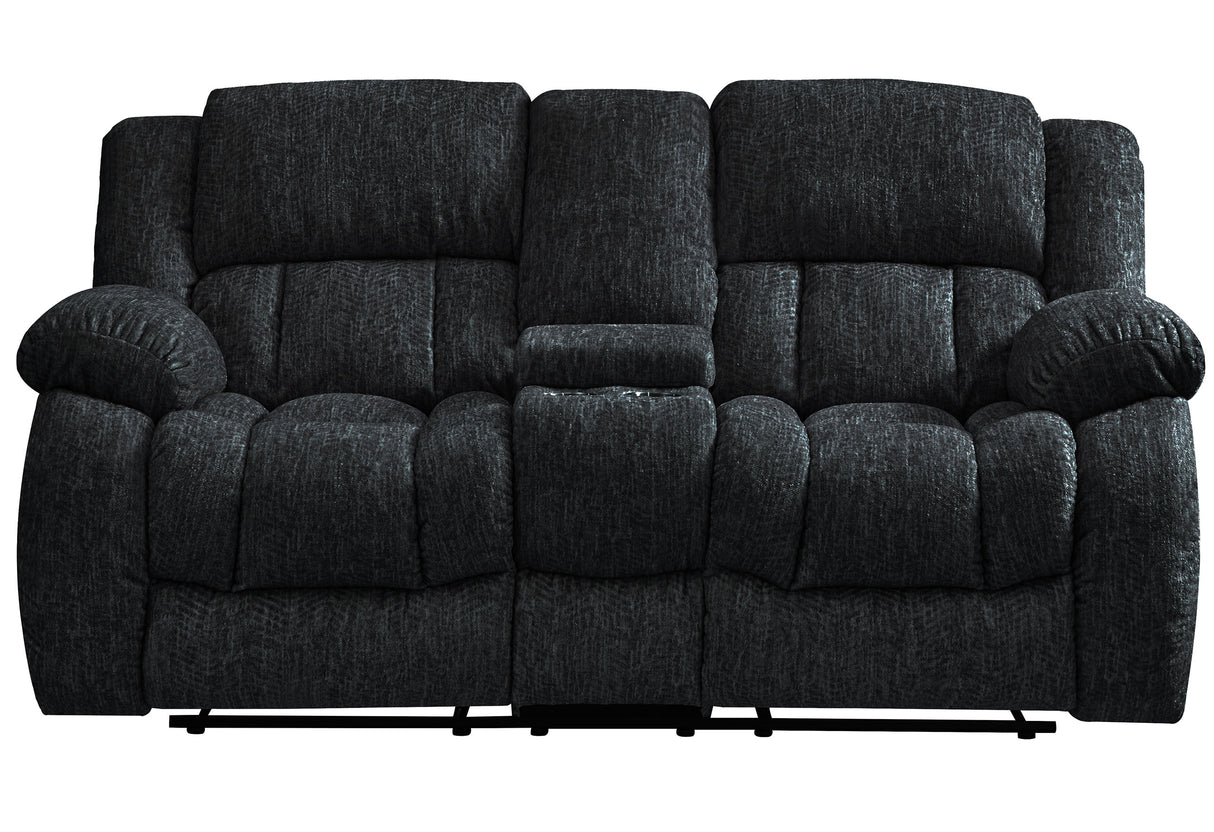 U250 Ebony Console Reclining Loveseat | Global Furniture USA