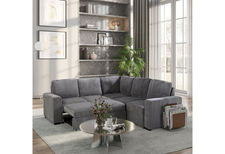 U2660 Grey Sectional W/O Chaise And W/ Pullout | Global Furniture USA