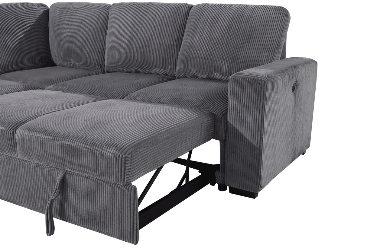 U2660 Grey Sectional W/O Chaise And W/ Pullout | Global Furniture USA