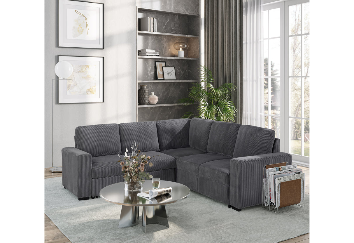 U2660 Grey Sectional W/O Chaise And W/ Pullout | Global Furniture USA