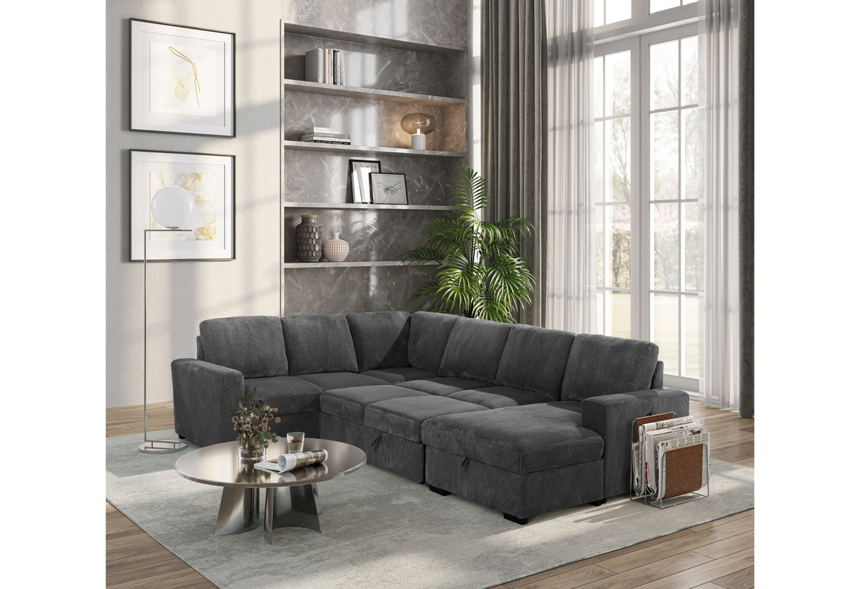 U2660 Grey Sectional W/Pull Out | Global Furniture USA