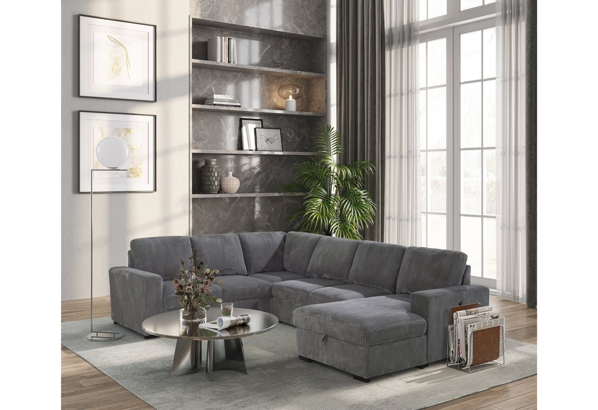 U2660 Grey Sectional W/Pull Out | Global Furniture USA