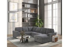 U2660 Grey Sectional W/Pull Out | Global Furniture USA