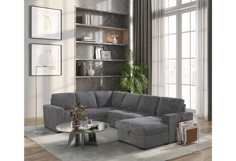 U2660 Grey Sectional W/Pull Out | Global Furniture USA