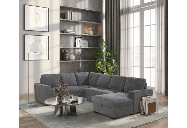 U2660 Grey Sectional W/Pull Out | Global Furniture USA