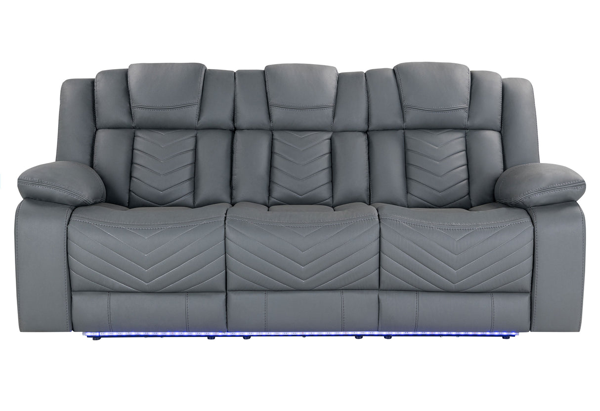 U7068 Grey 10 Power Reclining Sofa With Ddt, Wc And Led | Global Furniture USA