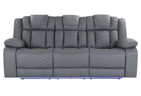 U7068 Grey 10 Power Reclining Sofa With Ddt, Wc And Led | Global Furniture USA