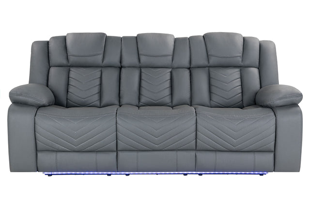 U7068 Grey 10 Power Reclining Sofa With Ddt, Wc And Led | Global Furniture USA