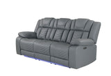 U7068 Grey 10 Power Reclining Sofa With Ddt, Wc And Led | Global Furniture USA