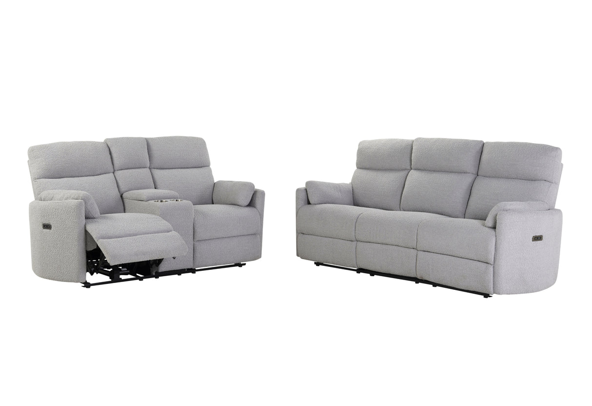 U8571 Dolphin Grey 2-piece Power Reclining Living Room Set - Global Furniture USA white background