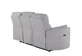 U8571 Power Reclining Sofa with USB and Drop-Down Table in Dolphin Fabric Back View – Global Furniture USA