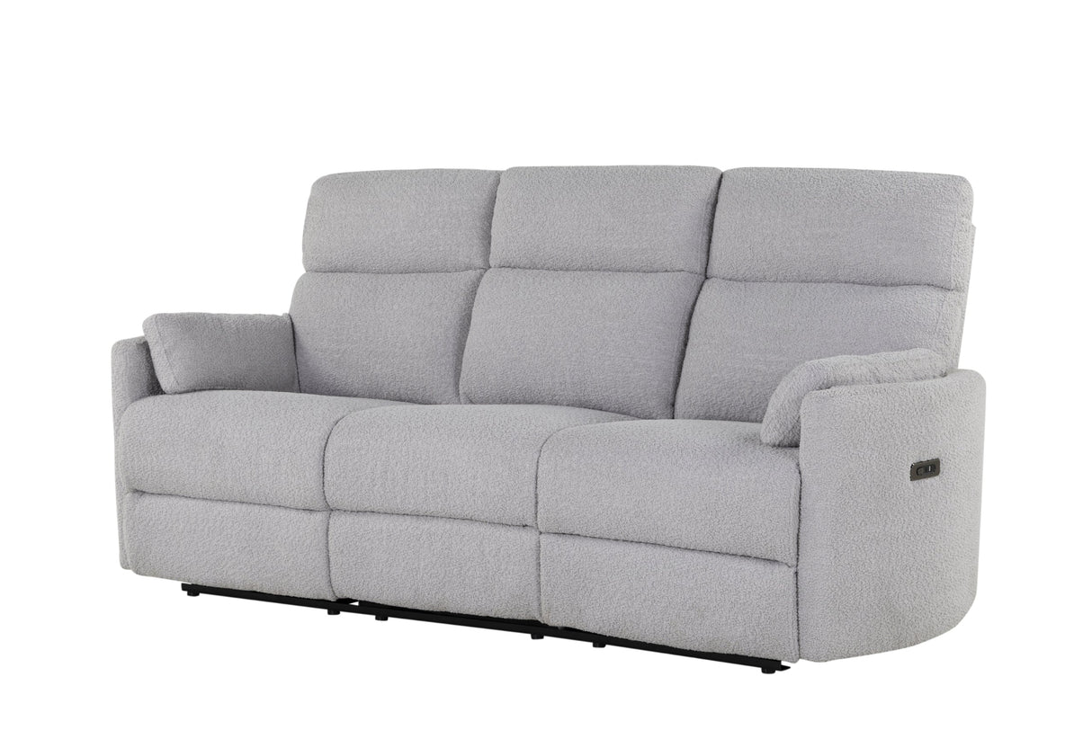 U8571 Power Reclining Sofa with USB and Drop-Down Table in Dolphin Fabric Angle View – Global Furniture USA