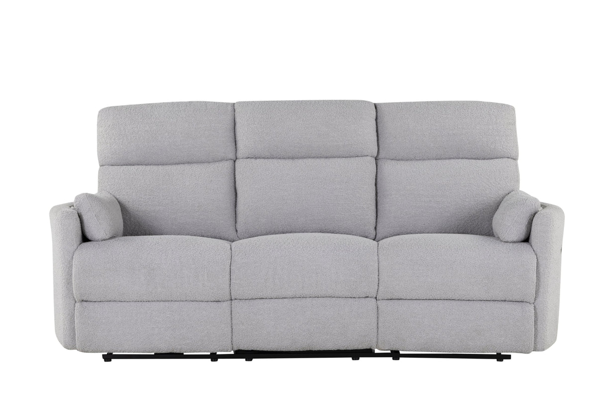 U8571 Power Reclining Sofa with USB and Drop-Down Table in Dolphin Fabric Front View – Global Furniture USA