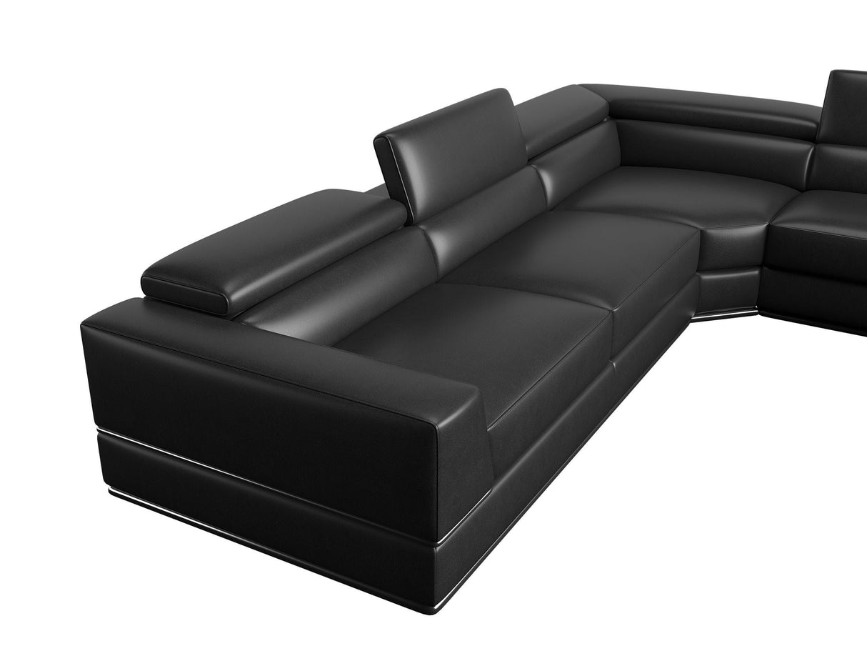 Divani Casa Pella Modern Black Italian Leather U Shaped Sectional Sofa Vgca5106O - Blk - Sect | Home Elegance USA