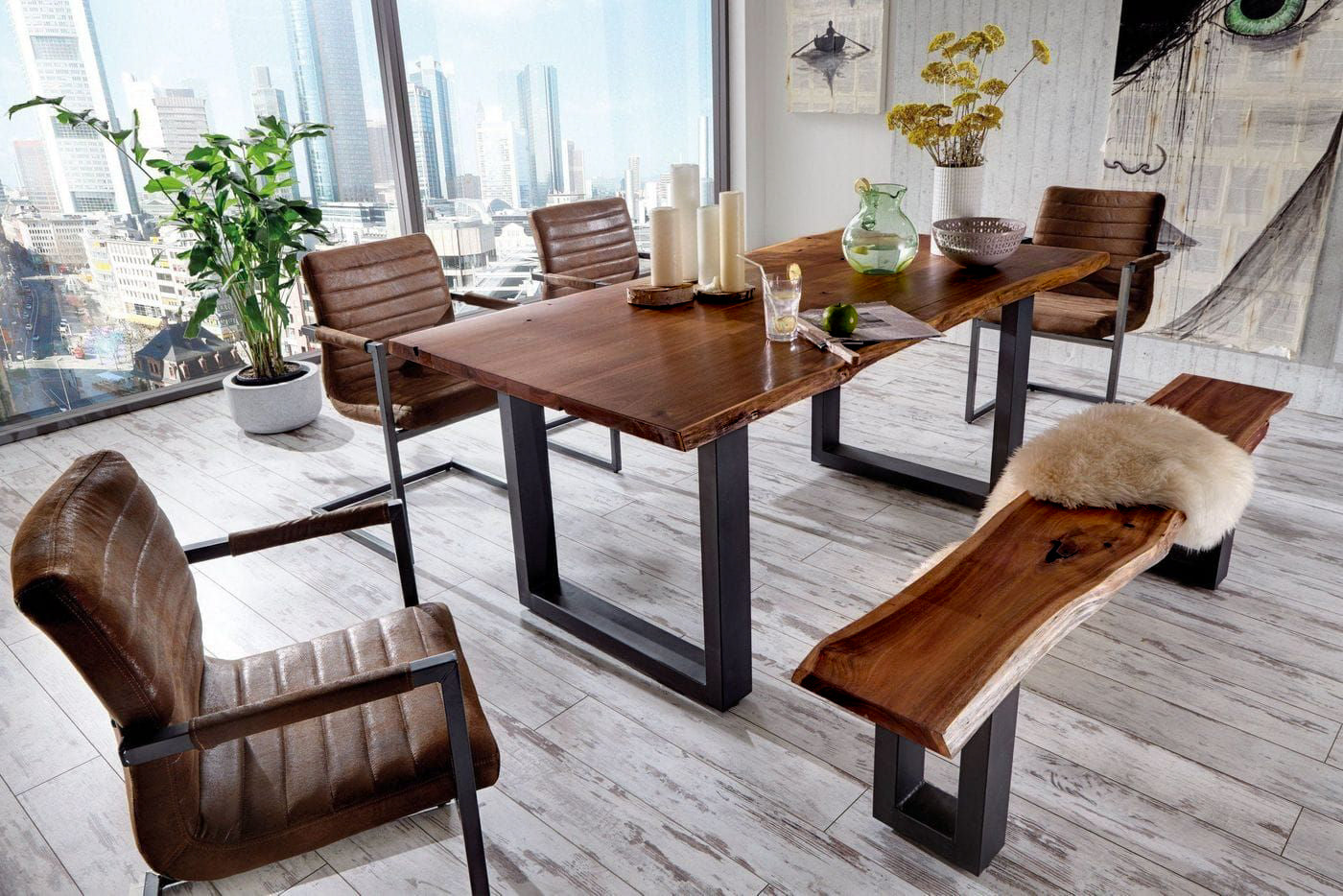 Taylor Large 87" Modern Live Edge Wood Dining Table - View Image 1